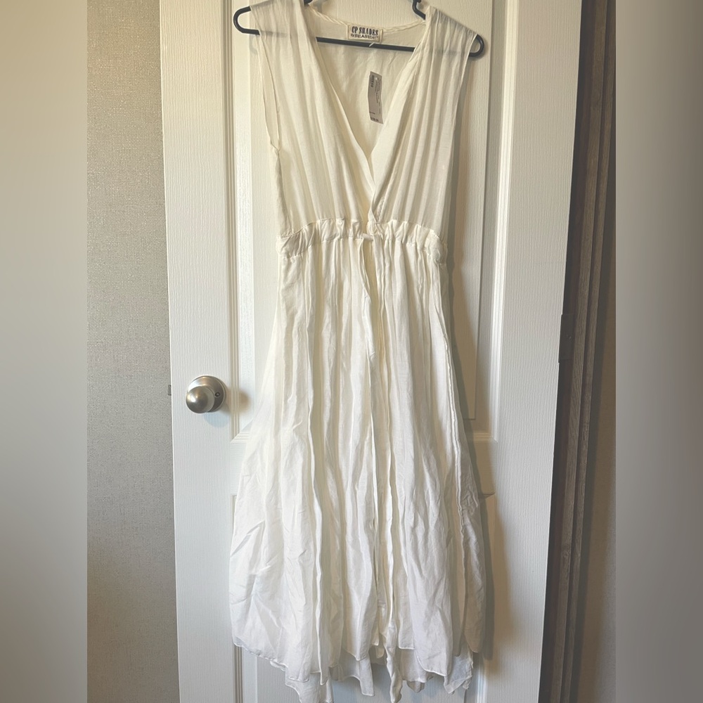 CP Shades for seaside Elegant White Sleeveless Dress in small